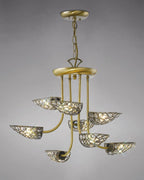 Diyas Ashton 8 Light Pendant Light in Antique Brass with Crystal