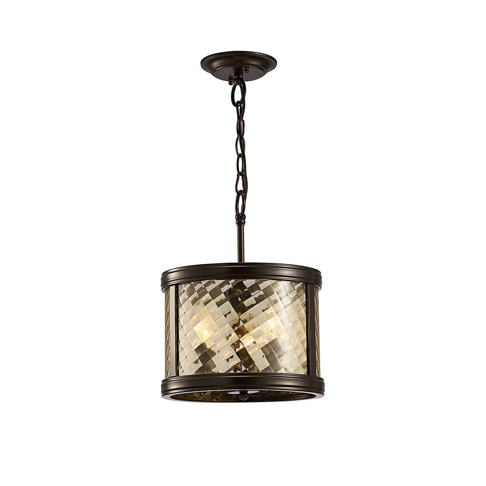 Diyas Asia 3 Light Convertible Semi Flush Ceiling Light in Oiled Bronze with Clear Glass