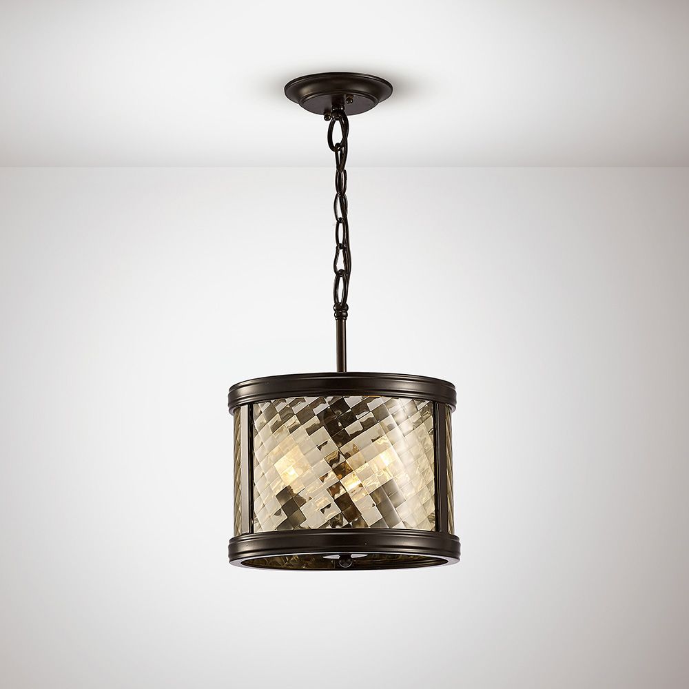 Diyas Asia 3 Light Convertible Semi Flush Ceiling Light in Oiled Bronze with Clear Glass