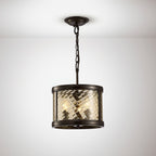 Diyas Asia 3 Light Convertible Semi Flush Ceiling Light in Oiled Bronze with Clear Glass