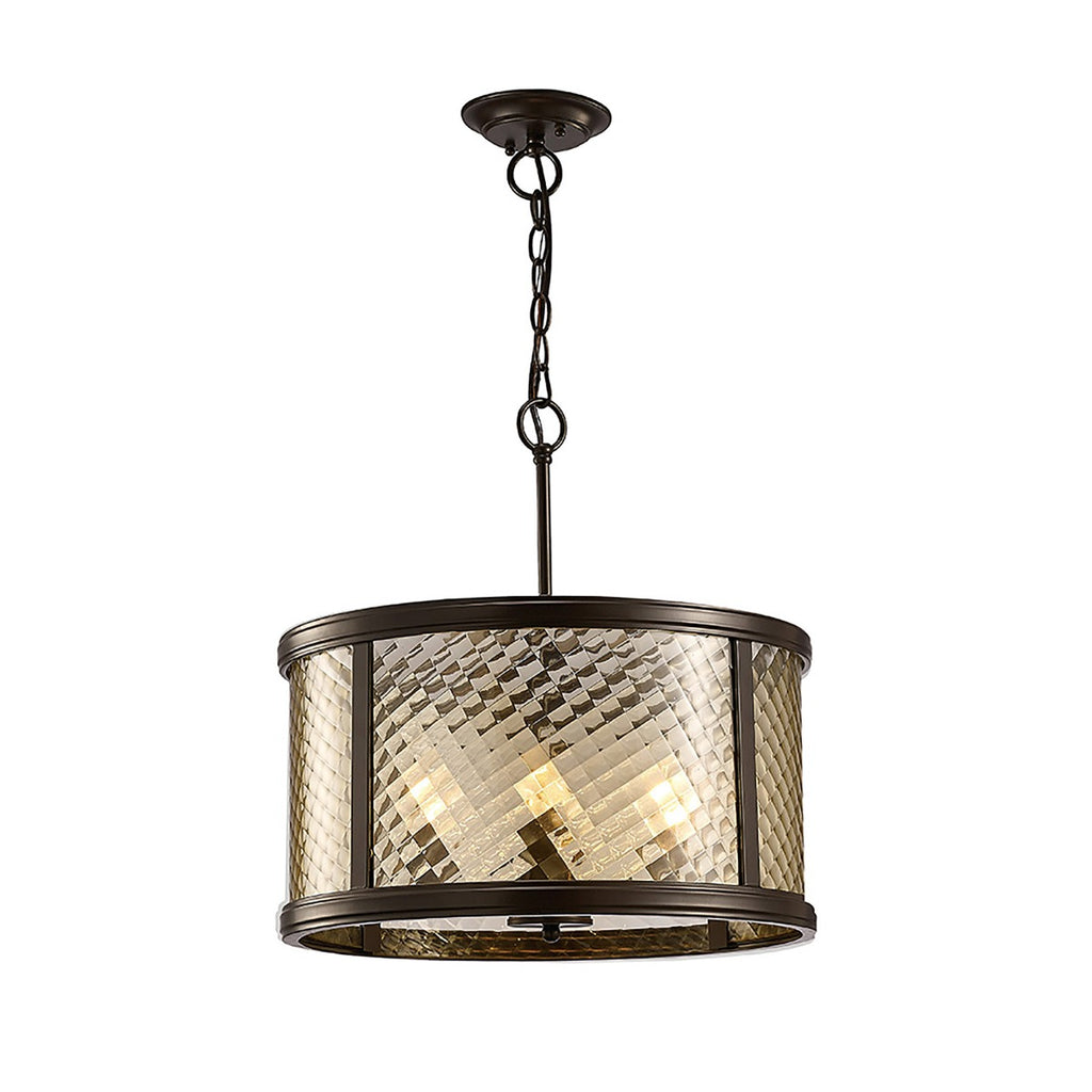 Diyas Asia 4 Light Pendant Light in Oiled Bronze with Clear Glass