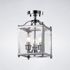 Diyas Aston 3 Light Semi Flush Ceiling Light in Polished Chrome with Glass