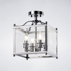 Diyas Aston 4 Light Semi Flush Ceiling Light in Polished Chrome with Glass