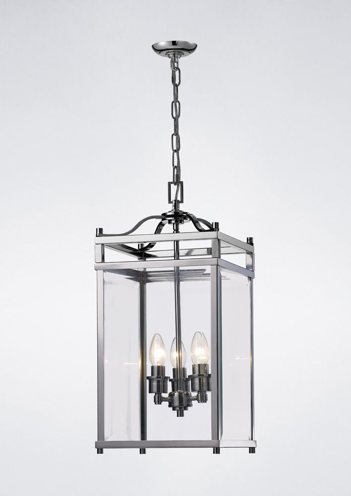 Diyas Aston 3 Light Pendant Light in Polished Chrome with Glass