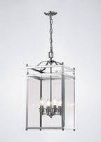 Diyas Aston 4 Light Pendant Light in Polished Chrome with Glass