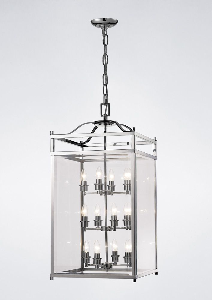 Diyas Aston 12 Light Pendant Light in Polished Chrome with Glass