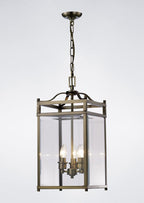 Diyas Aston 3 Light Pendant Light in Antique Brass with Glass
