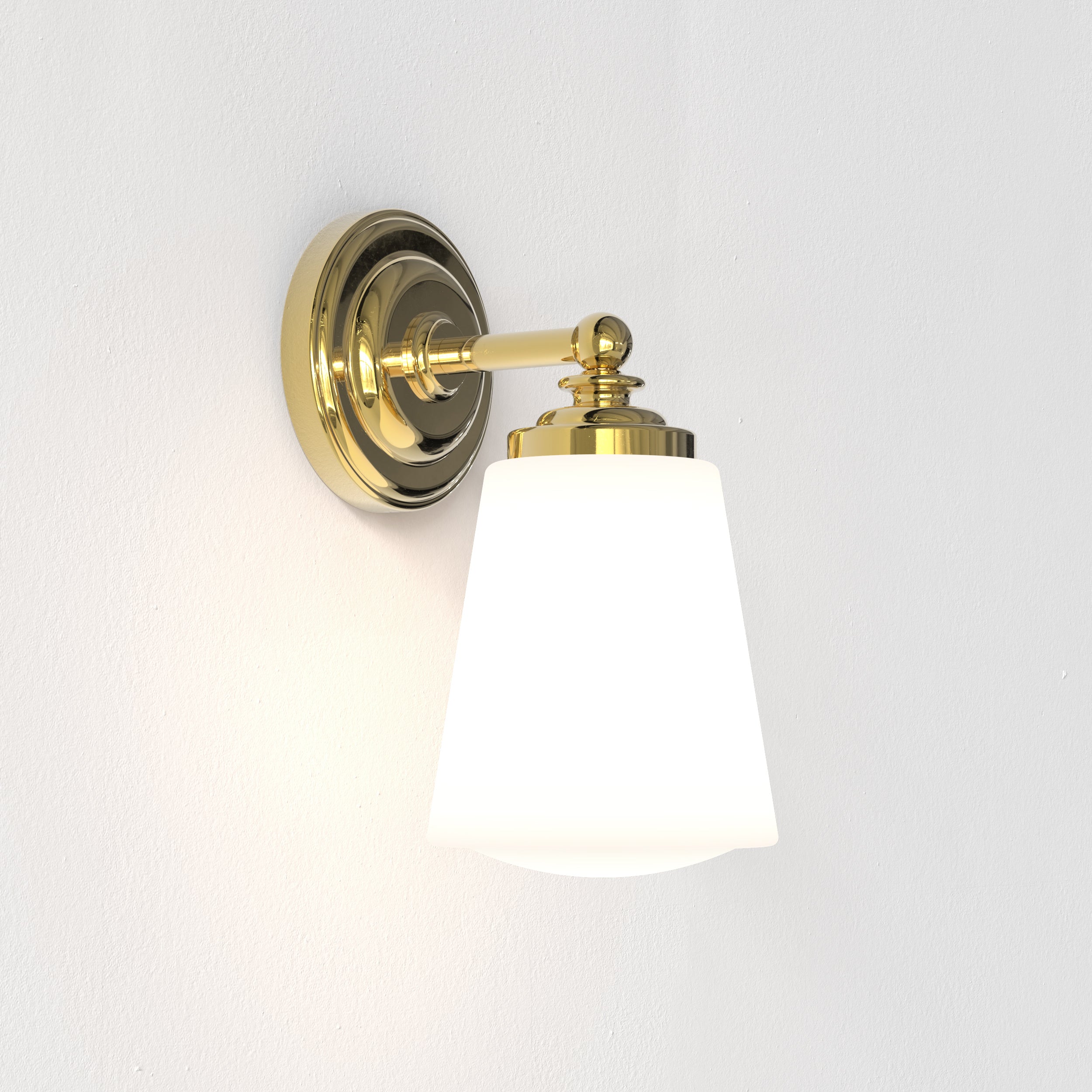 Astro Anton Bathroom Wall Light in Polished Brass with White Glass Shade