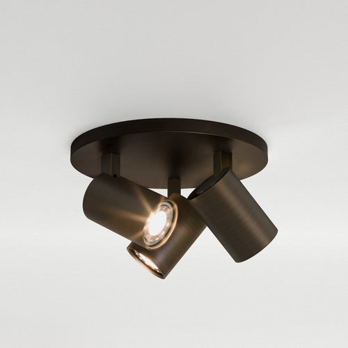 Astro Ascoli Triple Round 3 Light Spotlight in Bronze
