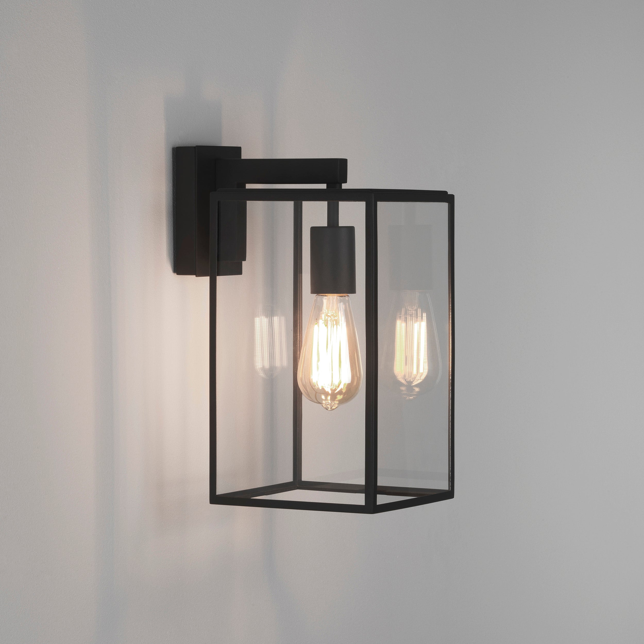 Astro Box Lantern 350 Outdoor Porch Wall Light in Textured Black