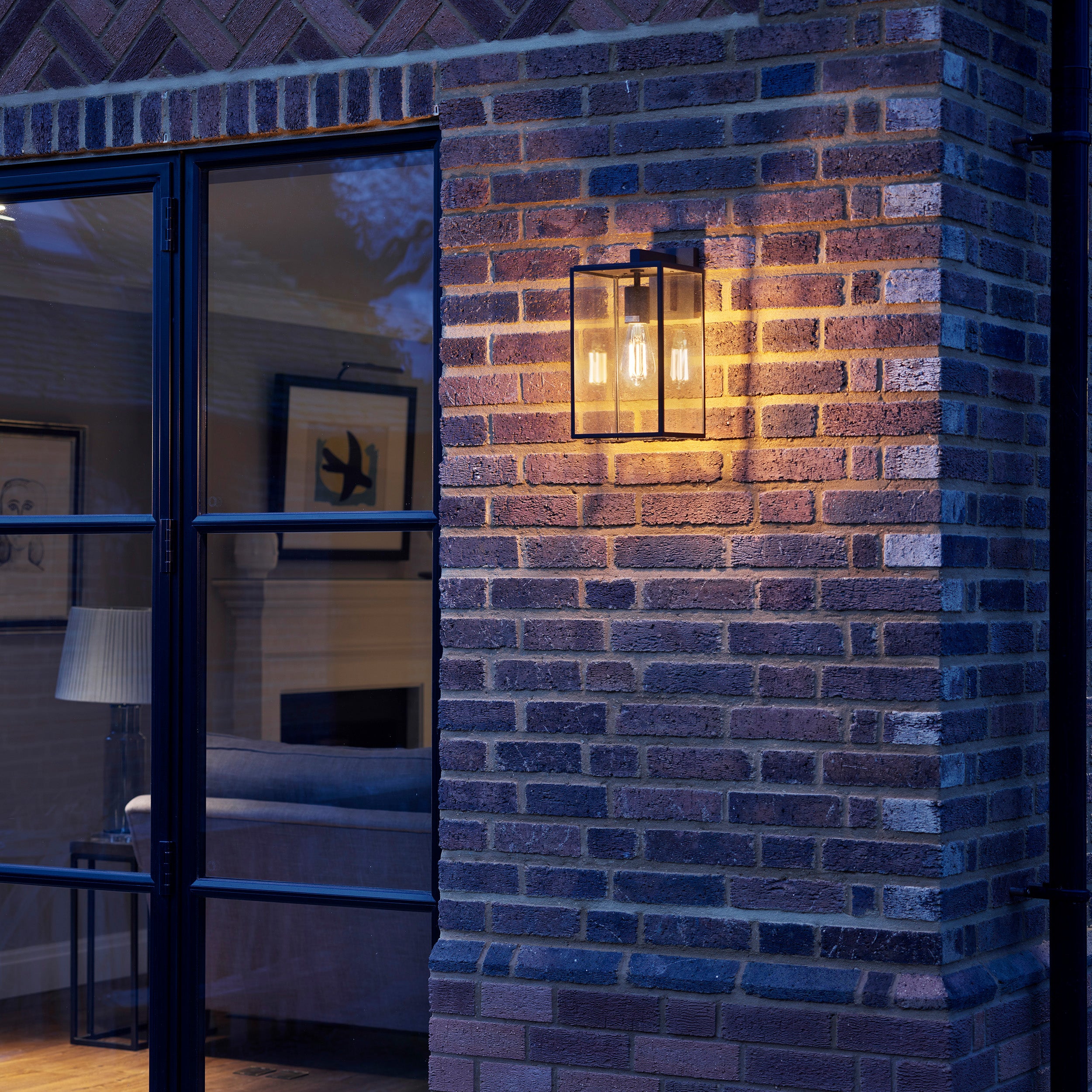 Astro Box Lantern 350 Outdoor Porch Wall Light in Textured Black