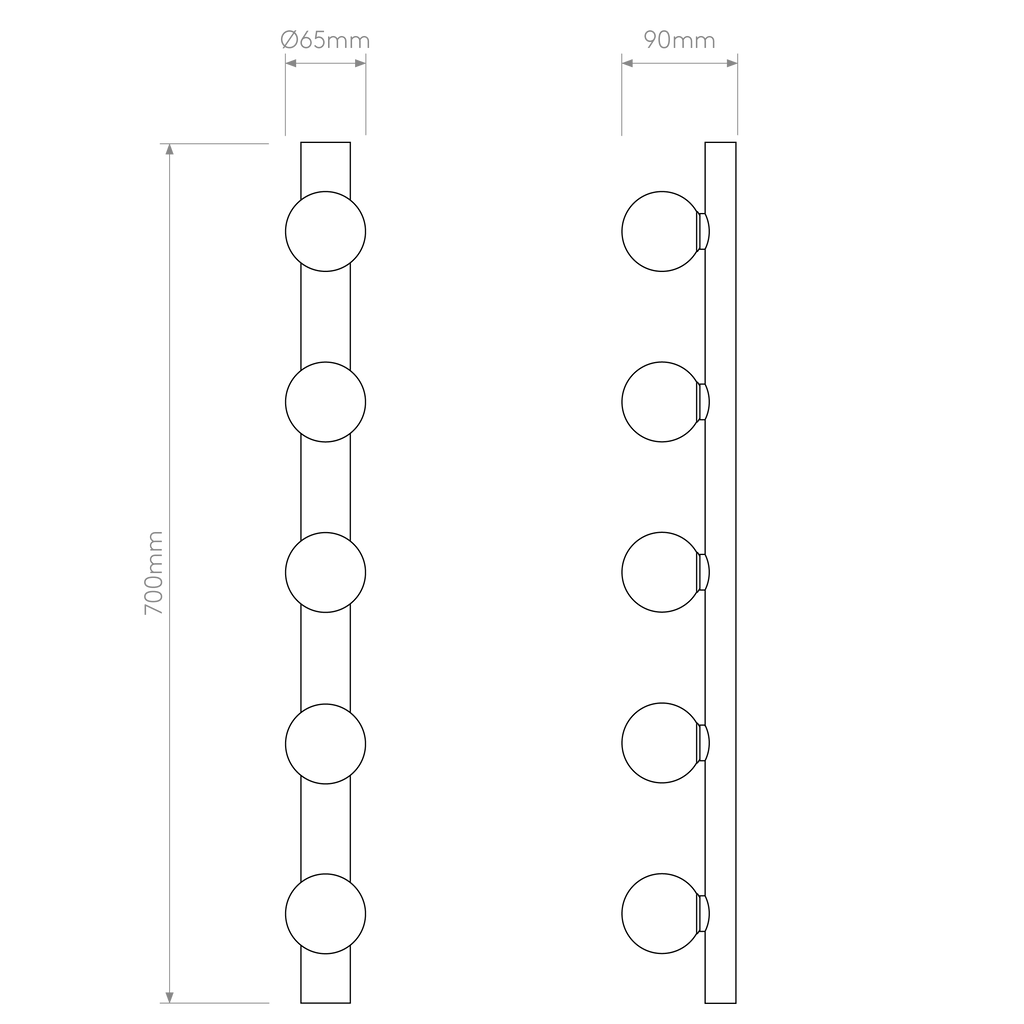 Astro Cabaret II 5 Light Bathroom Wall Light in Matt Black