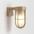 Astro Cabin Wall Frosted Outdoor Wall Light in Antique Brass