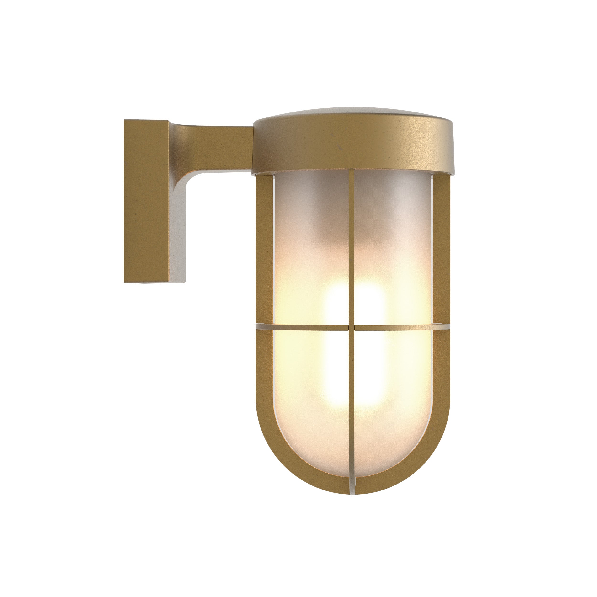 Astro Cabin Wall Frosted Outdoor Wall Light in Antique Brass