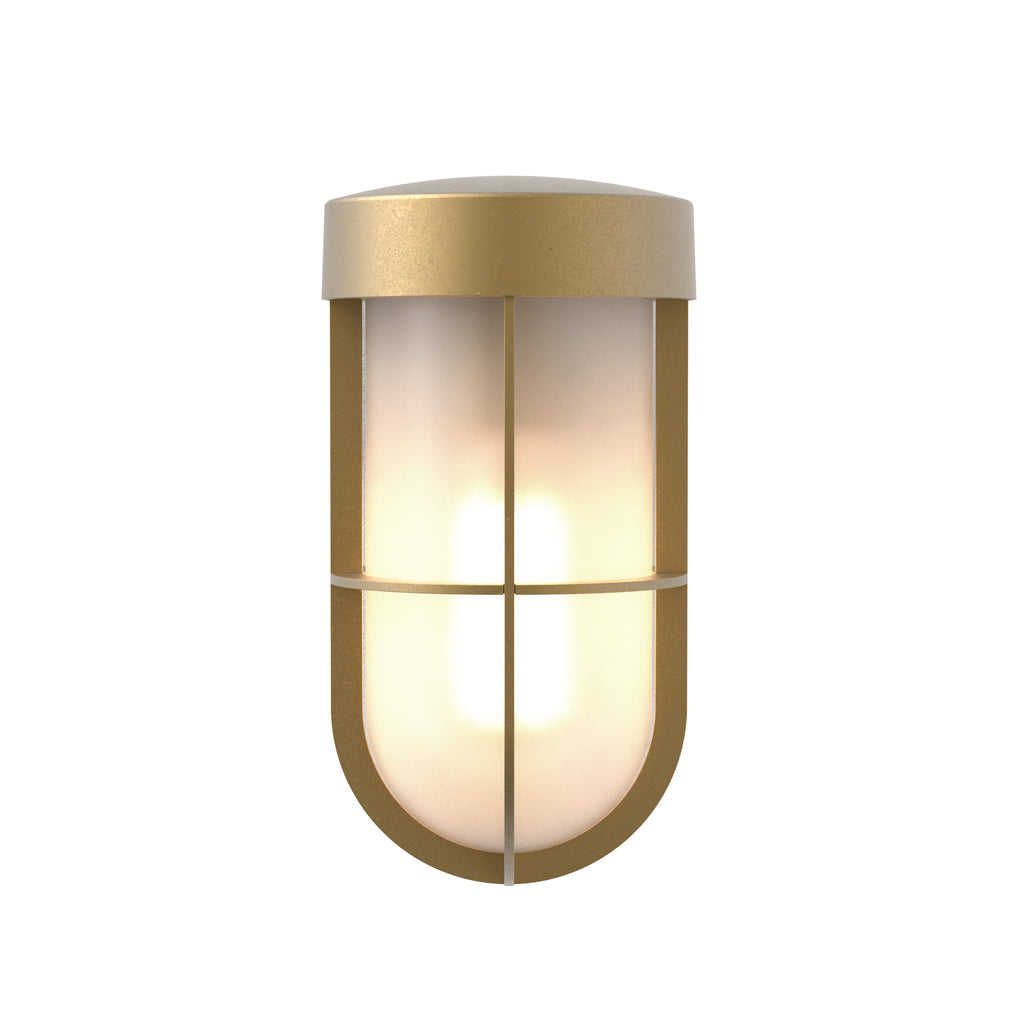 Astro Cabin Wall Frosted Outdoor Wall Light in Antique Brass