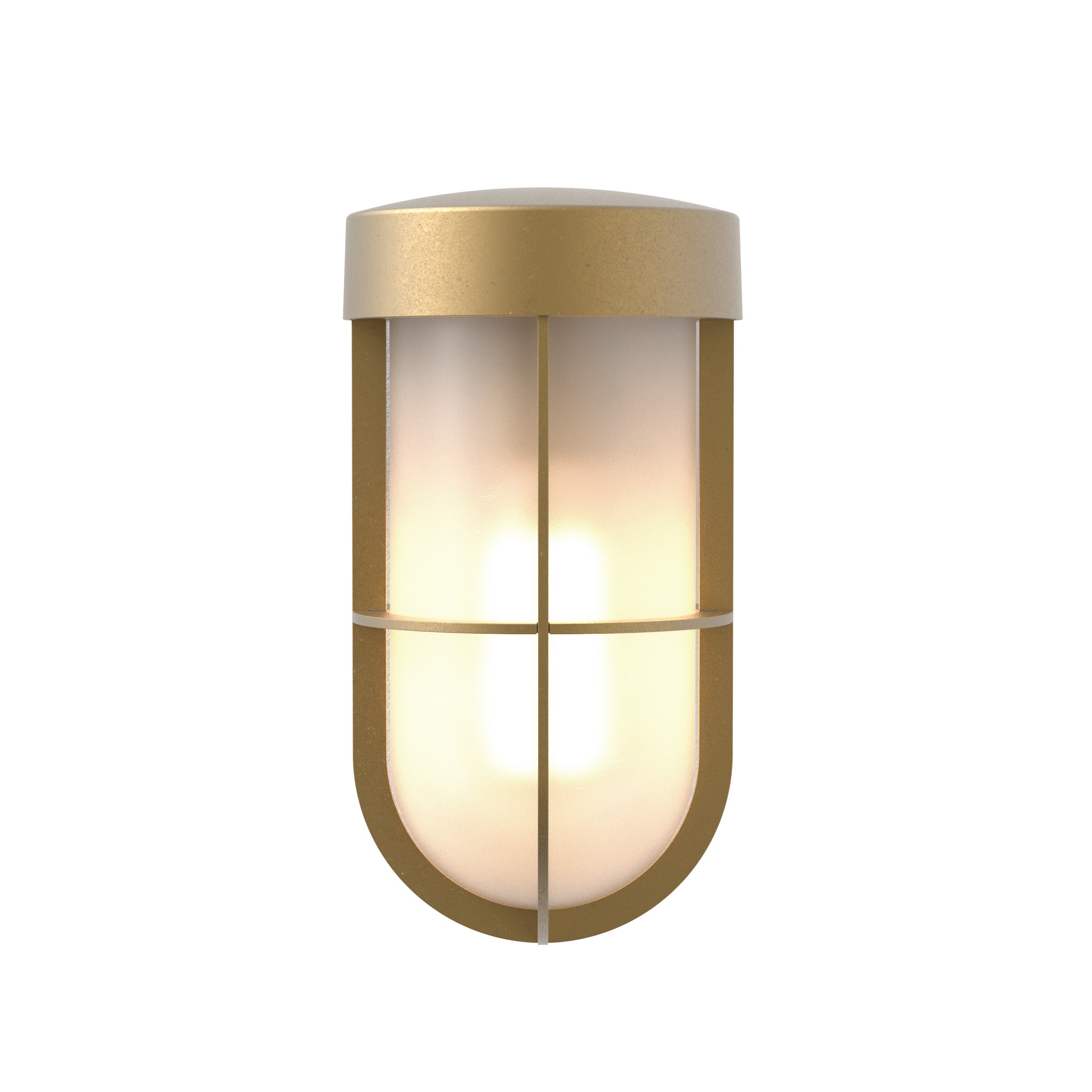 Astro Cabin Wall Frosted Outdoor Wall Light in Antique Brass