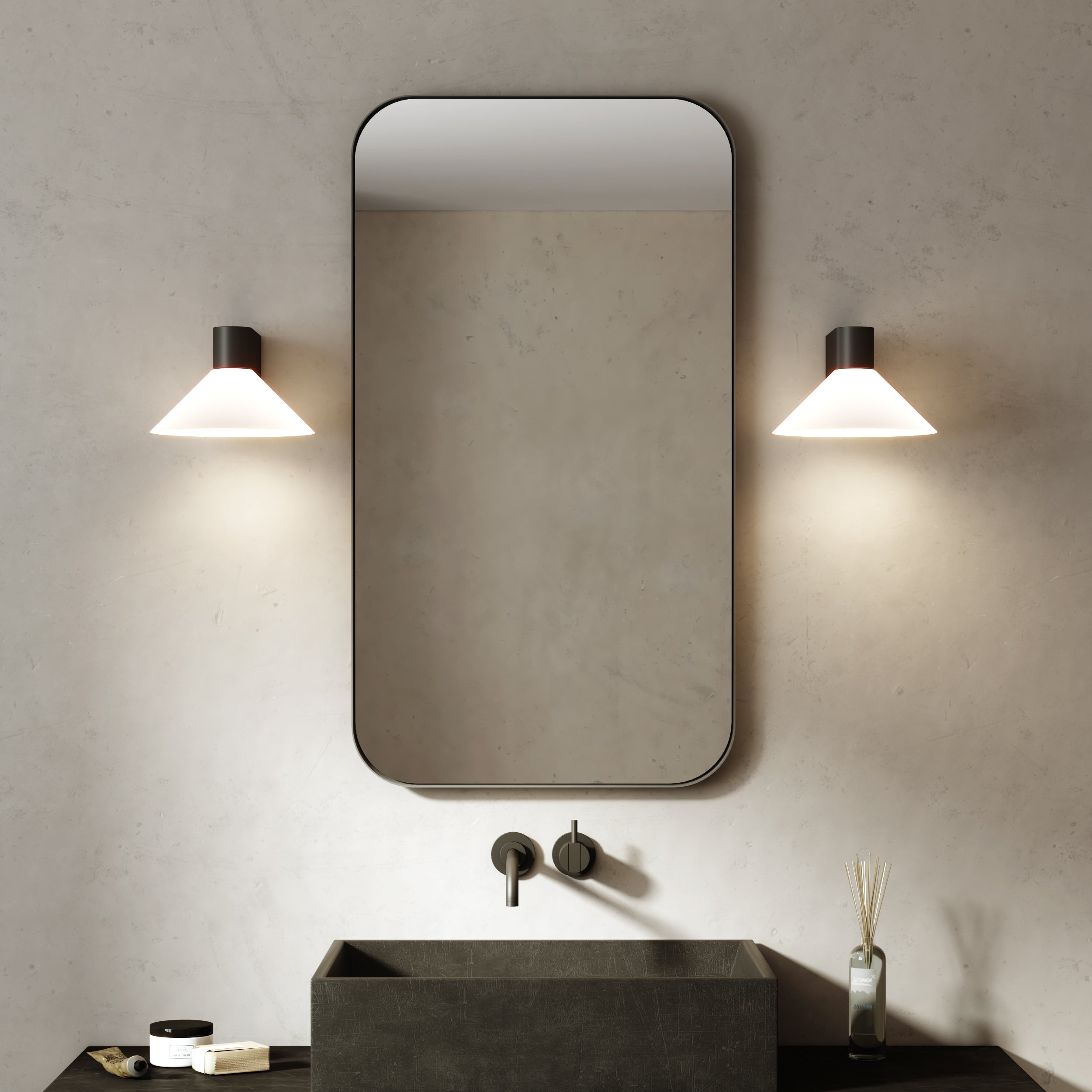 Astro Conic Bathroom Wall Light in Matt Black