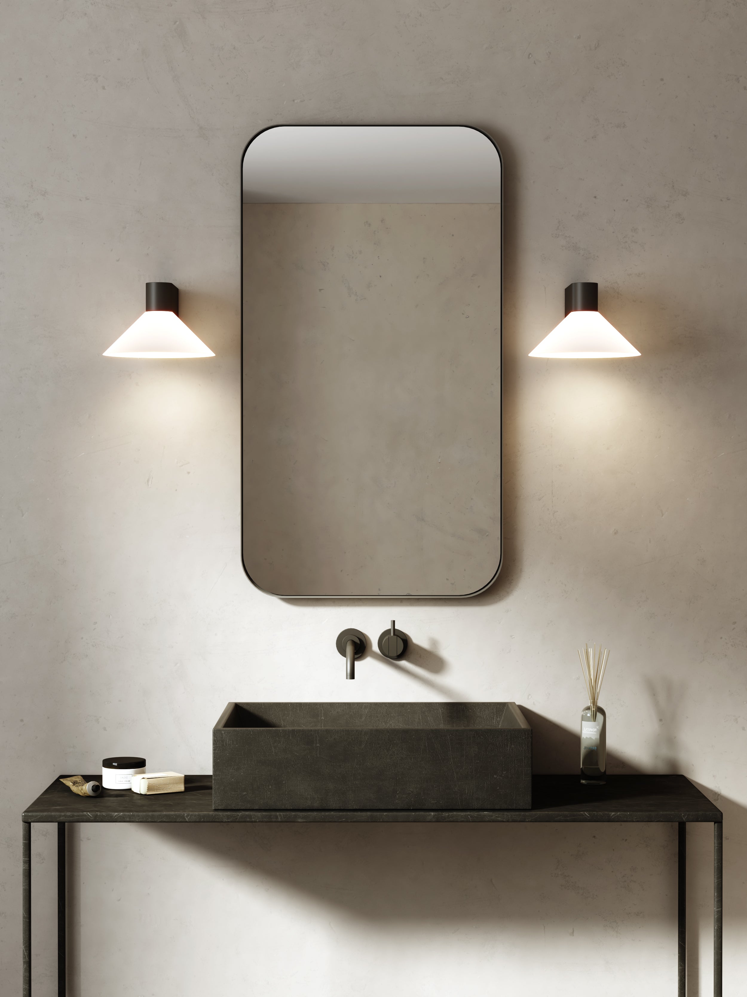 Astro Conic Bathroom Wall Light in Matt Black