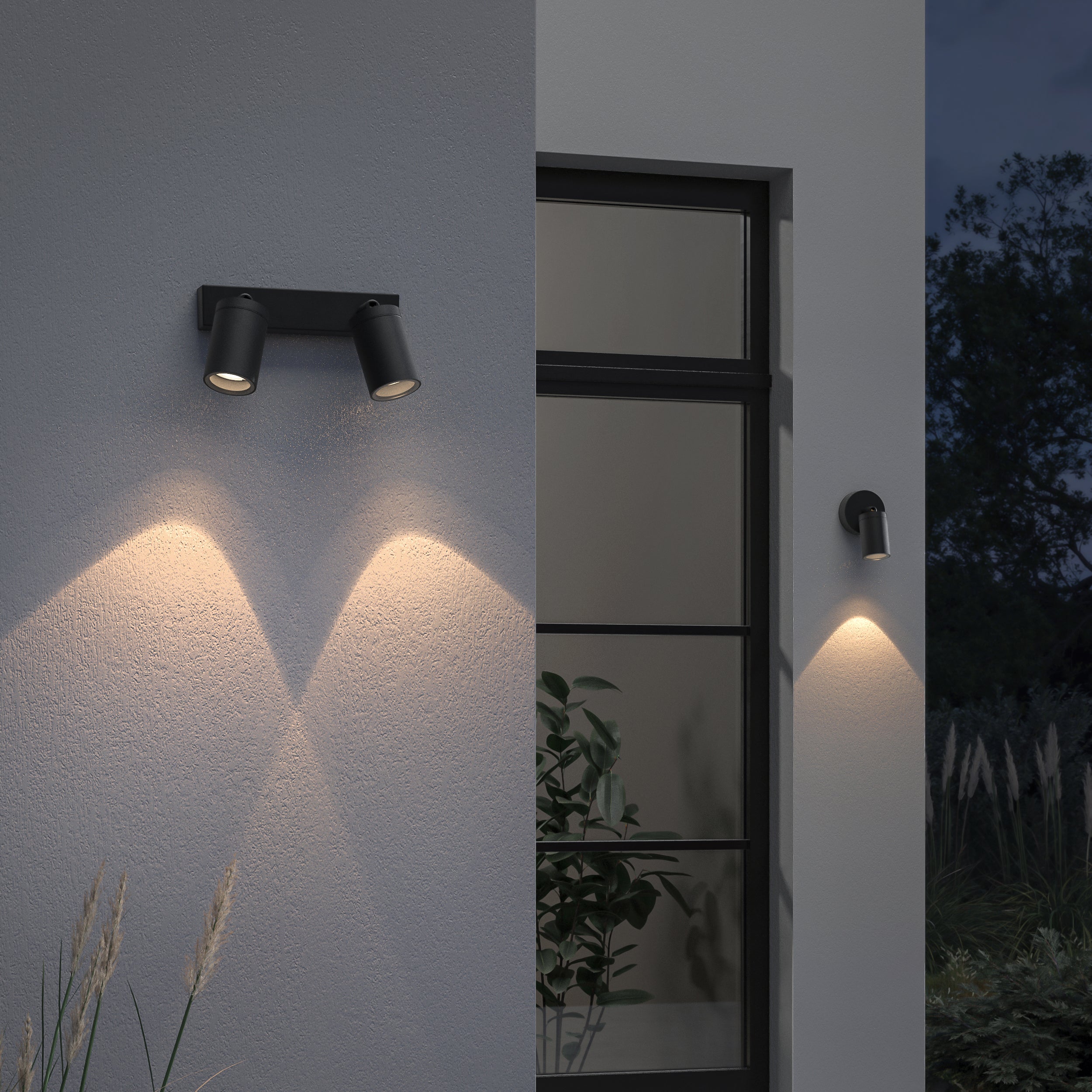 Astro Dartmouth Twin Spot Exterior Spotlight in Textured Black
