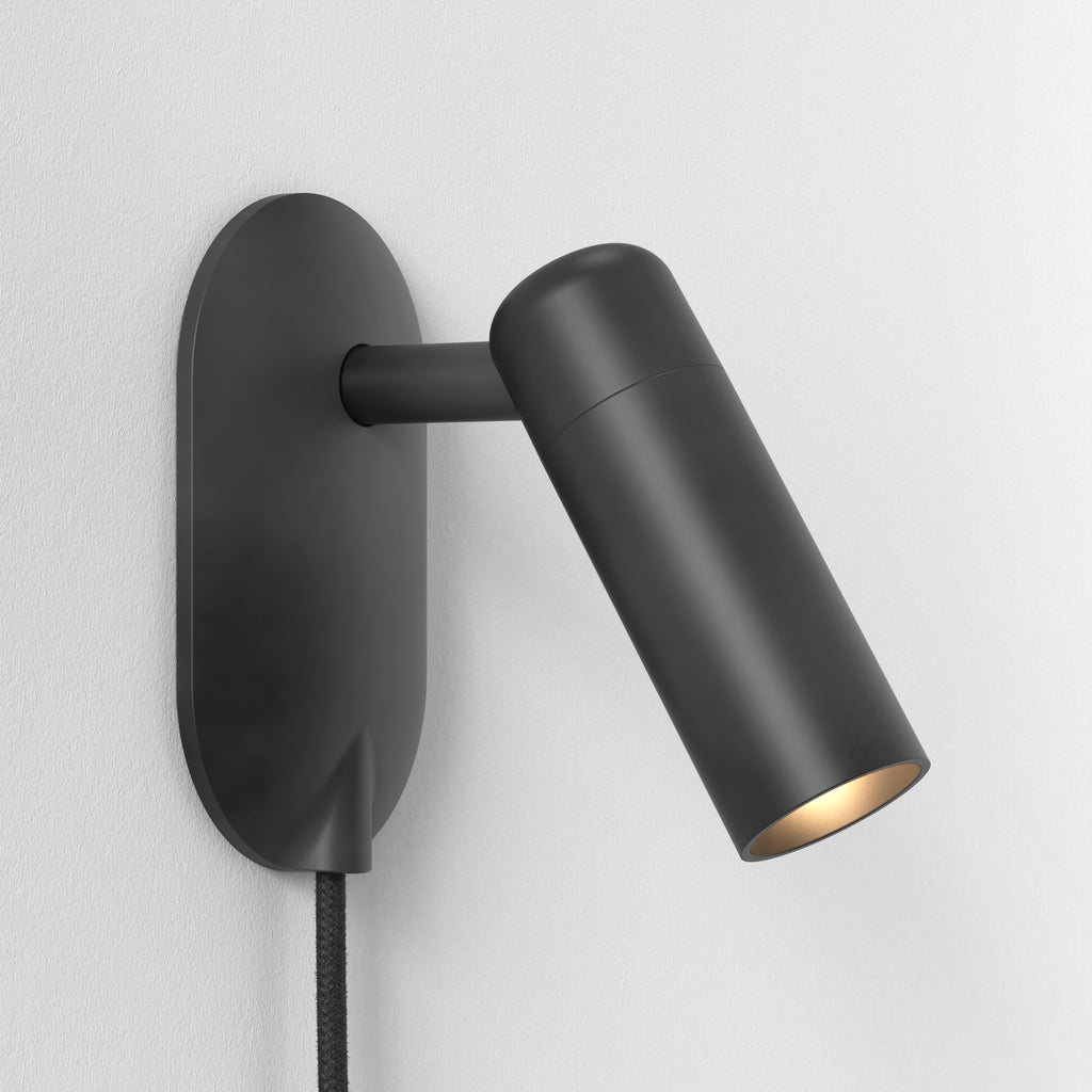 Astro Gio Plug-In Reading Light in Matt Black with Inline Switch