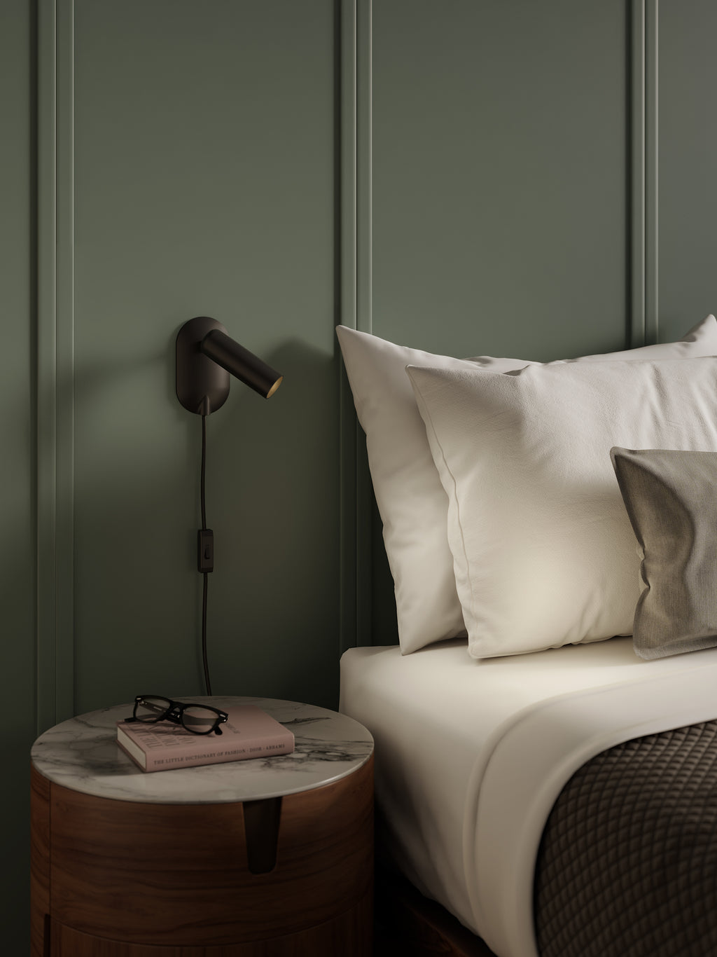 Astro Gio Plug-In Reading Light in Matt Black with Inline Switch