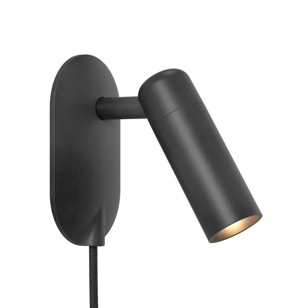 Astro Gio Plug-In Reading Light in Matt Black with Inline Switch