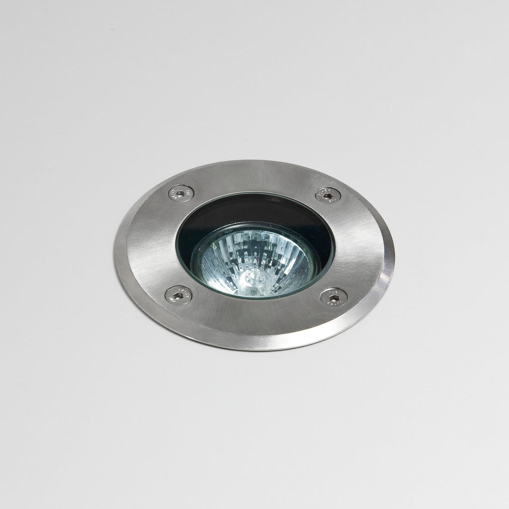 Astro Gramos Round Outdoor Ground Light in Brushed Stainless Steel IP65