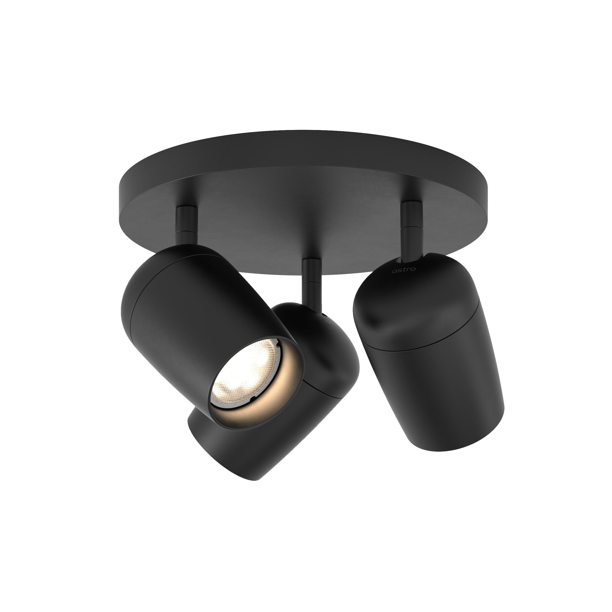 Astro Koto Triple Round Spotlight in Matt Black