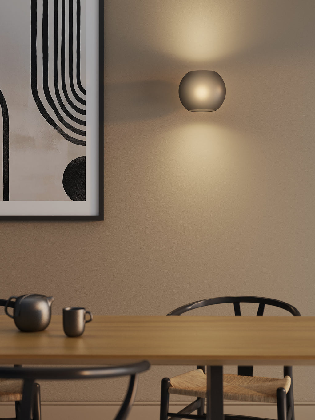 Astro Luna Wall Light in Matt Black with Frosted Smoked Shade