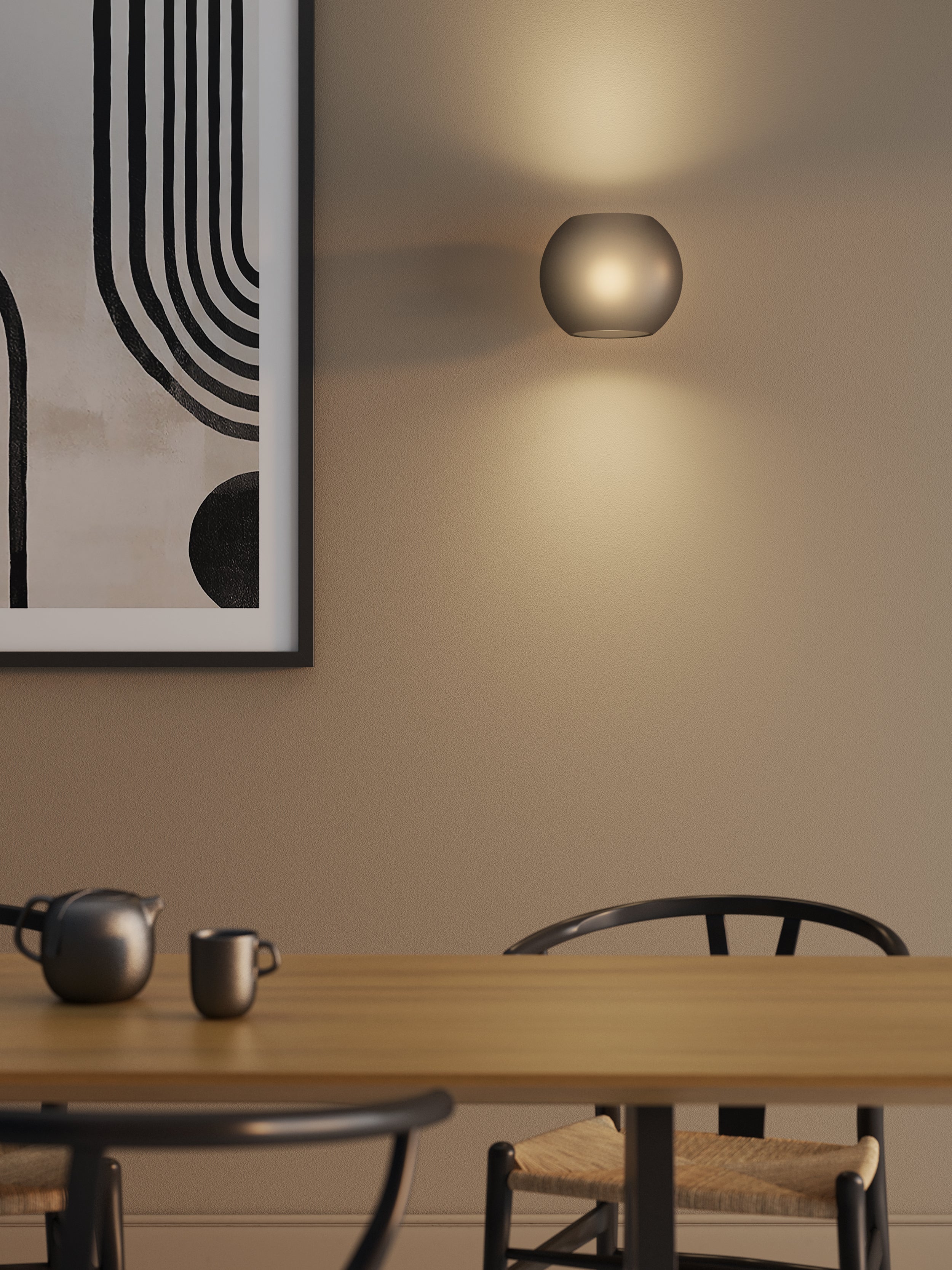 Astro Luna Wall Light in Matt Black with Frosted Smoked Shade