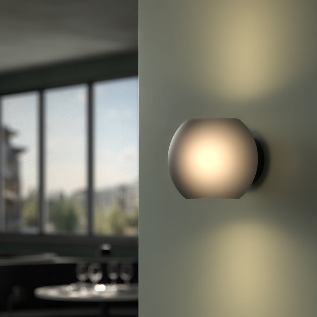 Astro Luna Wall Light in Matt Black with Frosted Smoked Shade