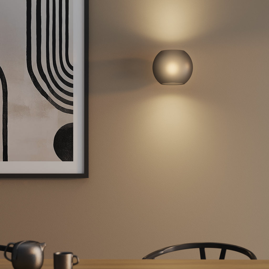 Astro Luna Wall Light in Matt Black with Frosted Smoked Shade