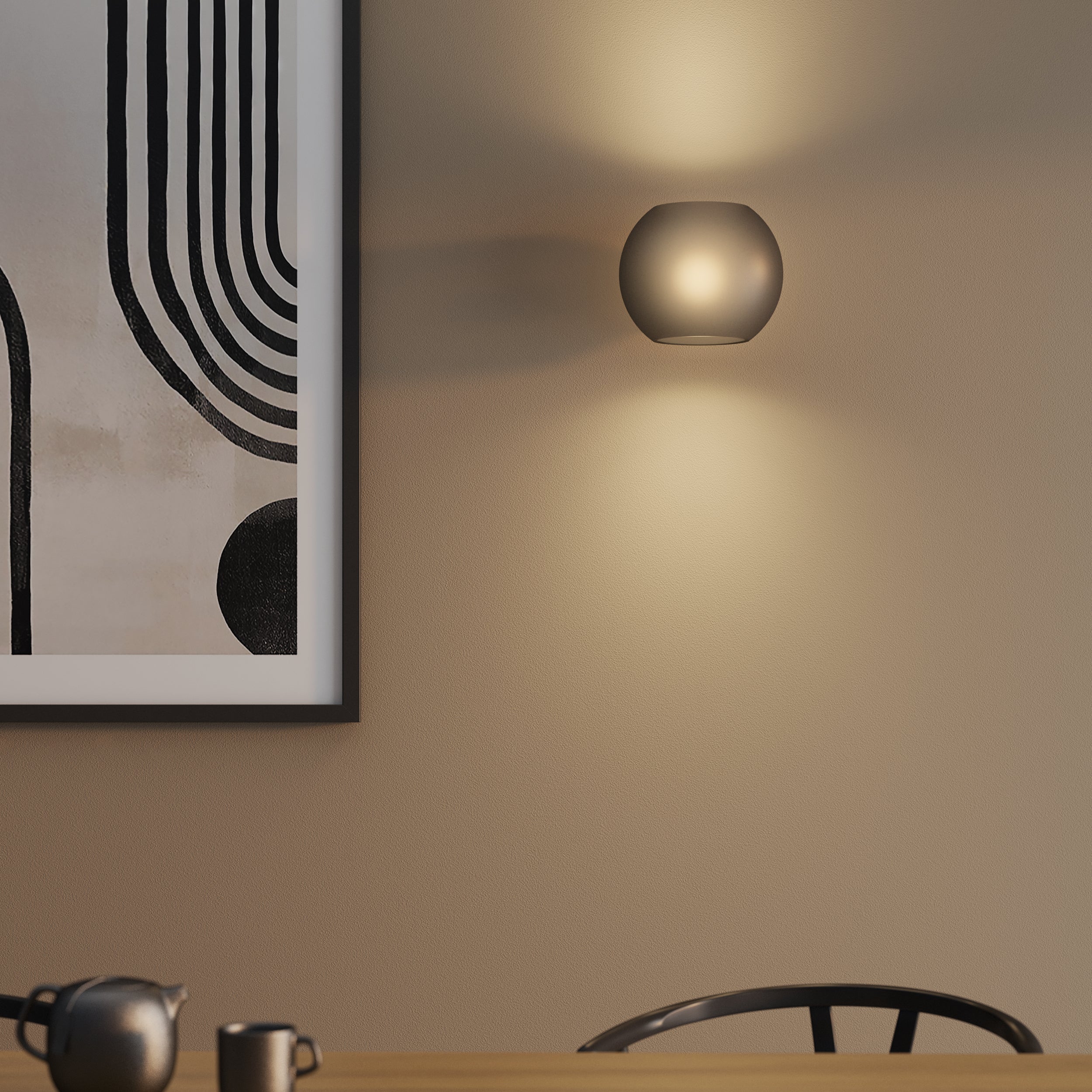 Astro Luna Wall Light in Matt Black with Frosted Smoked Shade