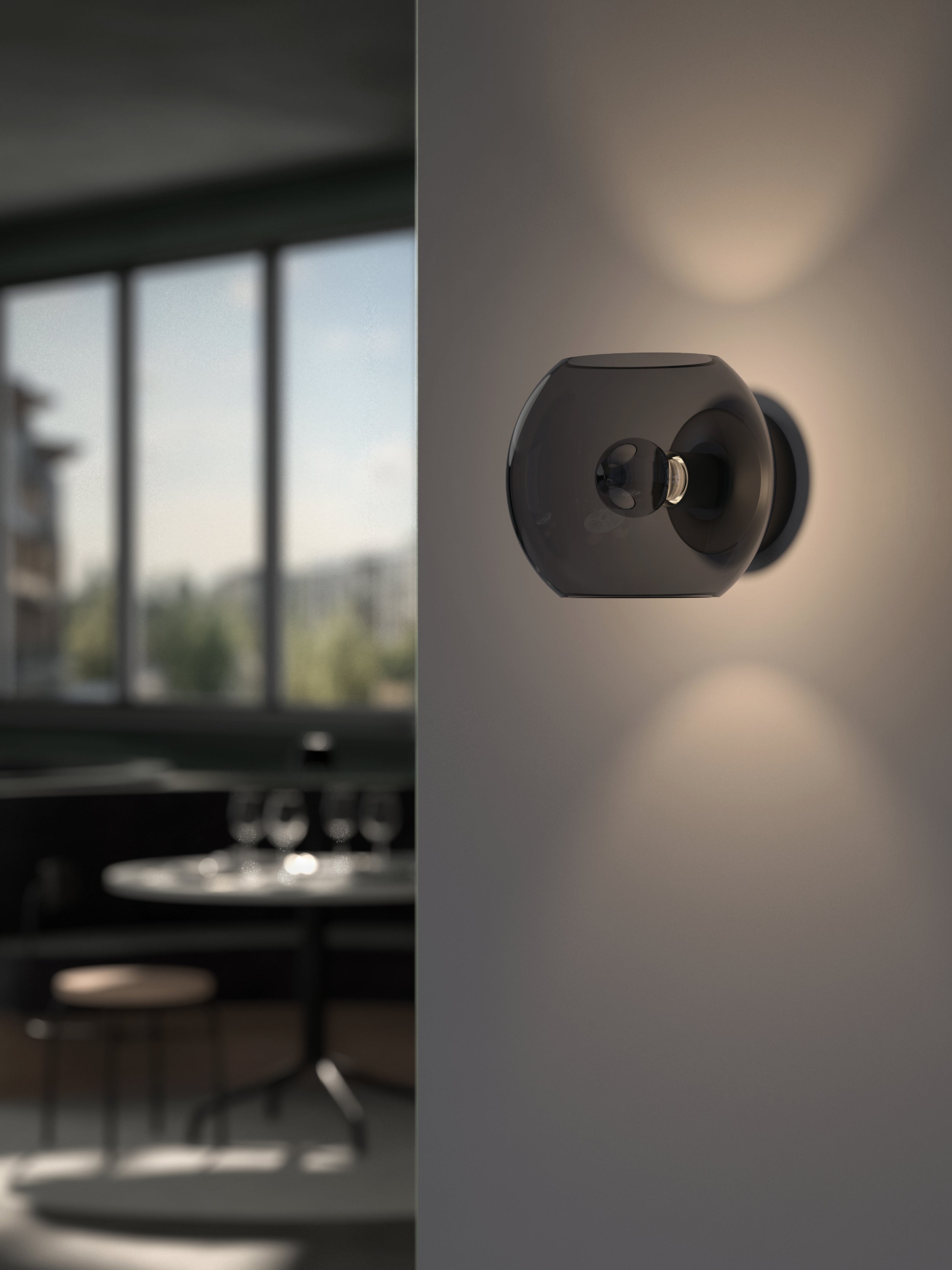 Astro Luna Wall Light in Matt Black with Smoked Shade