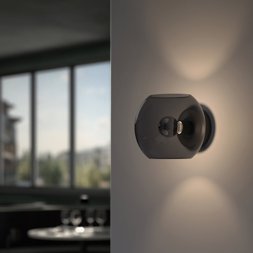 Astro Luna Wall Light in Matt Black with Smoked Shade