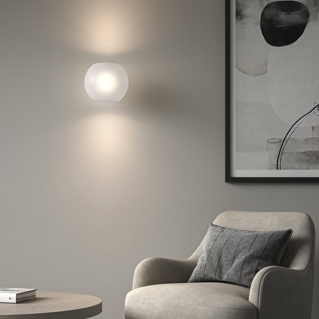 Astro Luna Wall Light in Matt White with Frosted Shade