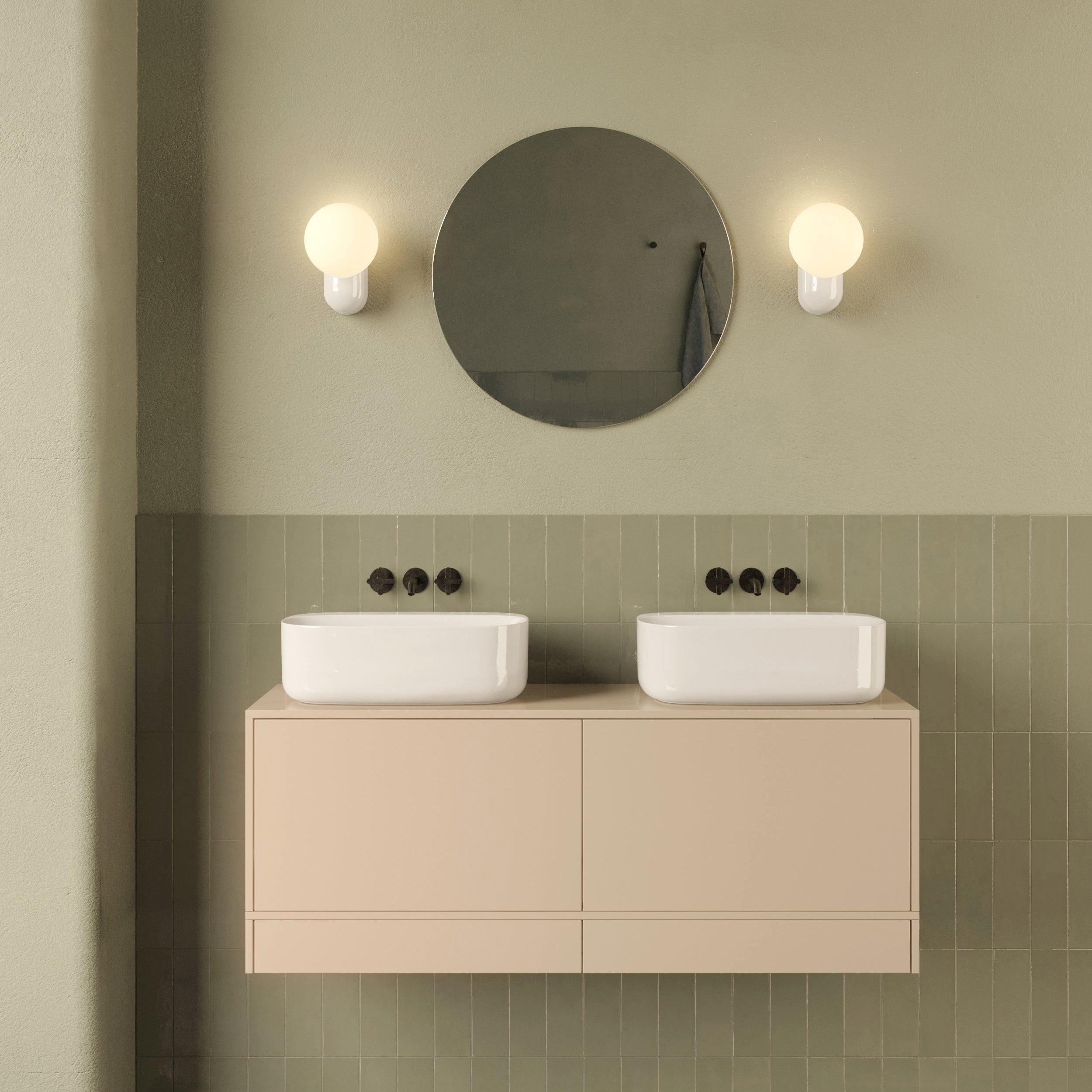 Astro Lyra Bathroom Wall Light in Gloss Glaze White