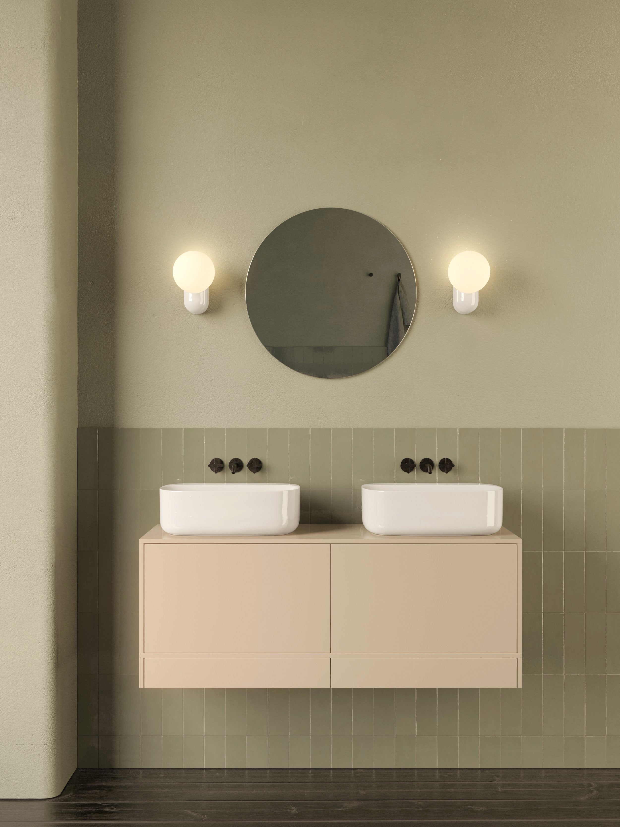 Astro Lyra Bathroom Wall Light in Gloss Glaze White