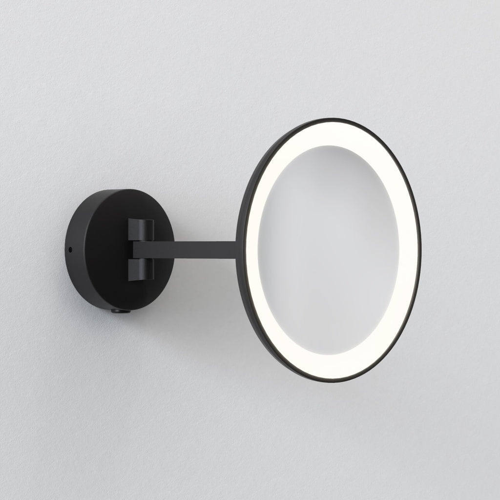 Astro Mascali Round Bathroom Magnifying Mirror in Matt Black