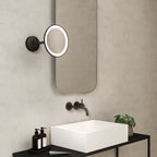 Astro Mascali Round Bathroom Magnifying Mirror in Matt Black