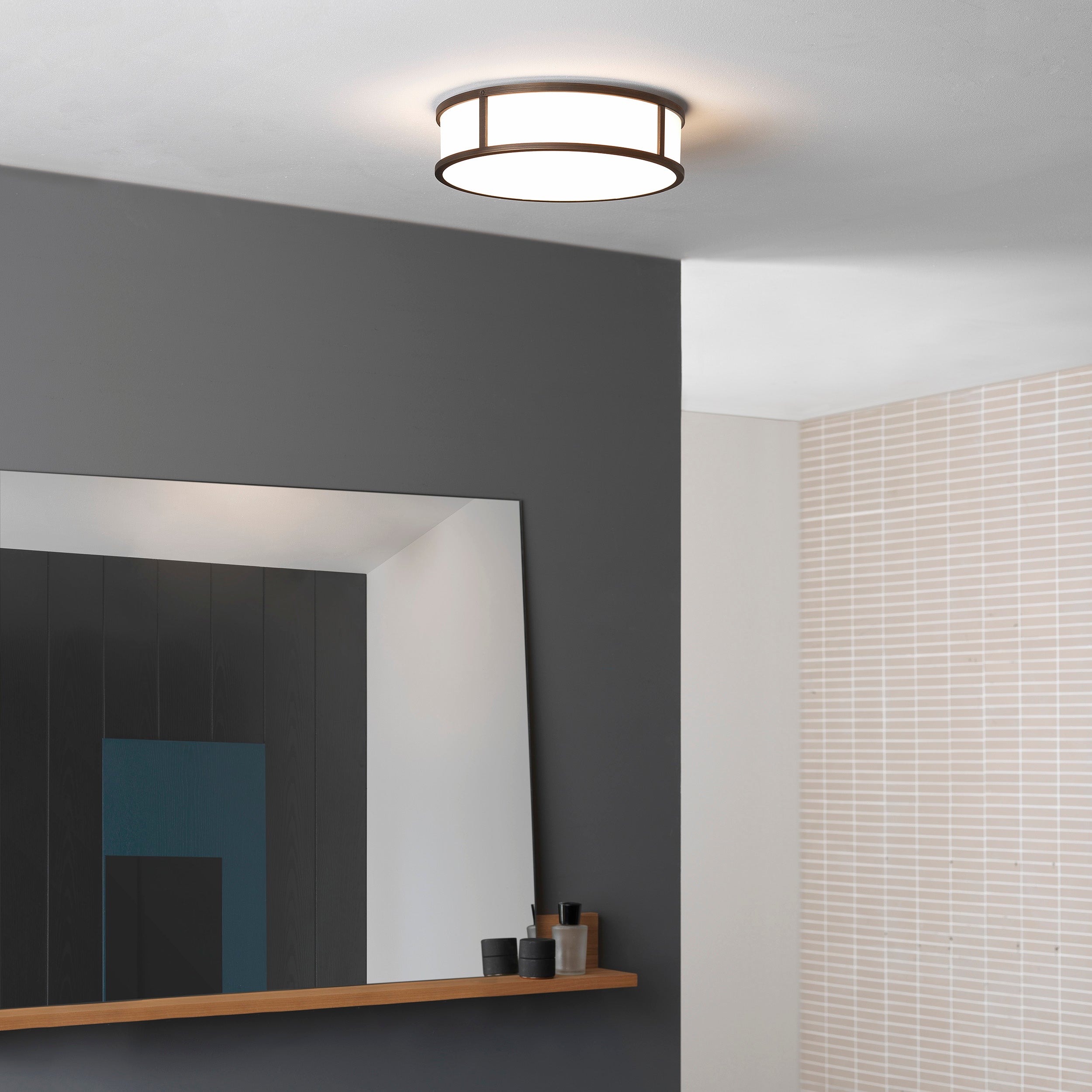 Astro Mashiko Round 300 Bathroom Ceiling Light in Bronze
