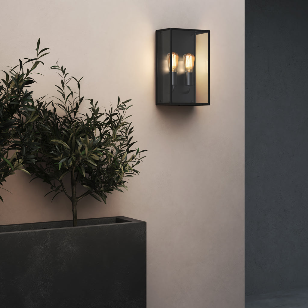 Astro Messina Twin Outdoor Wall Light in Textured Black