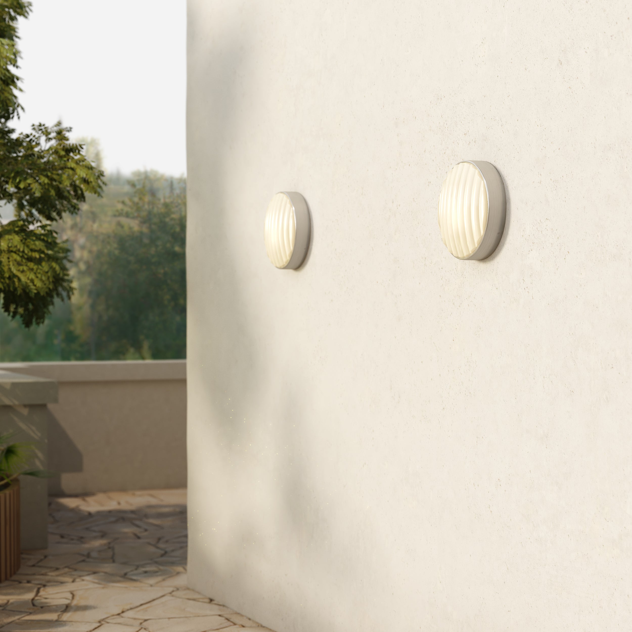 Astro Montreal 300 Round Outdoor Wall Light in Brushed Stainless Steel