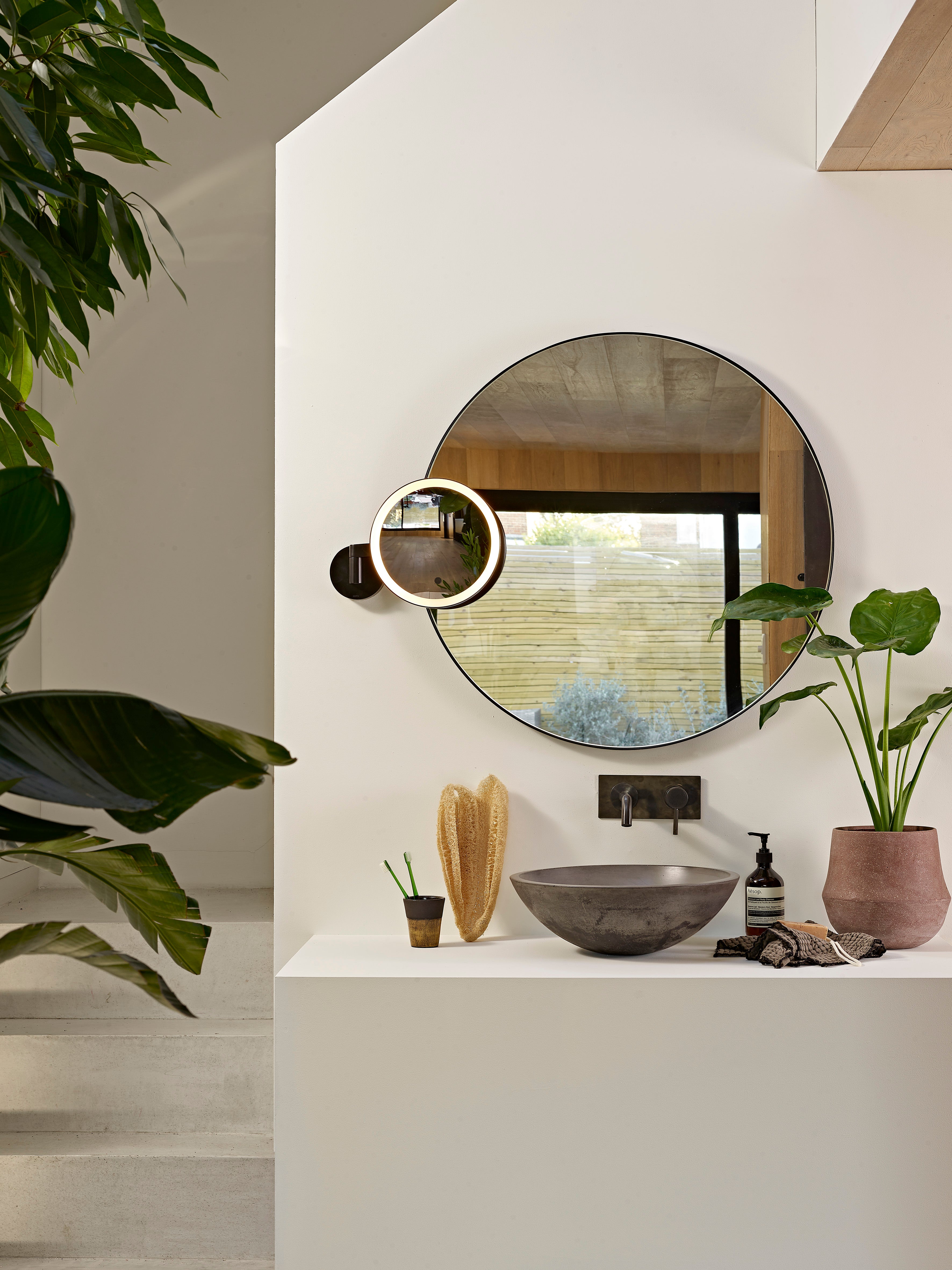 Astro Nagoya Bathroom Magnifying Mirror in Matt Black