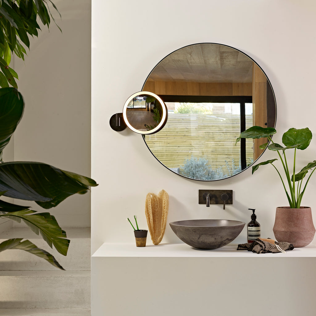 Astro Nagoya Bathroom Magnifying Mirror in Matt Black
