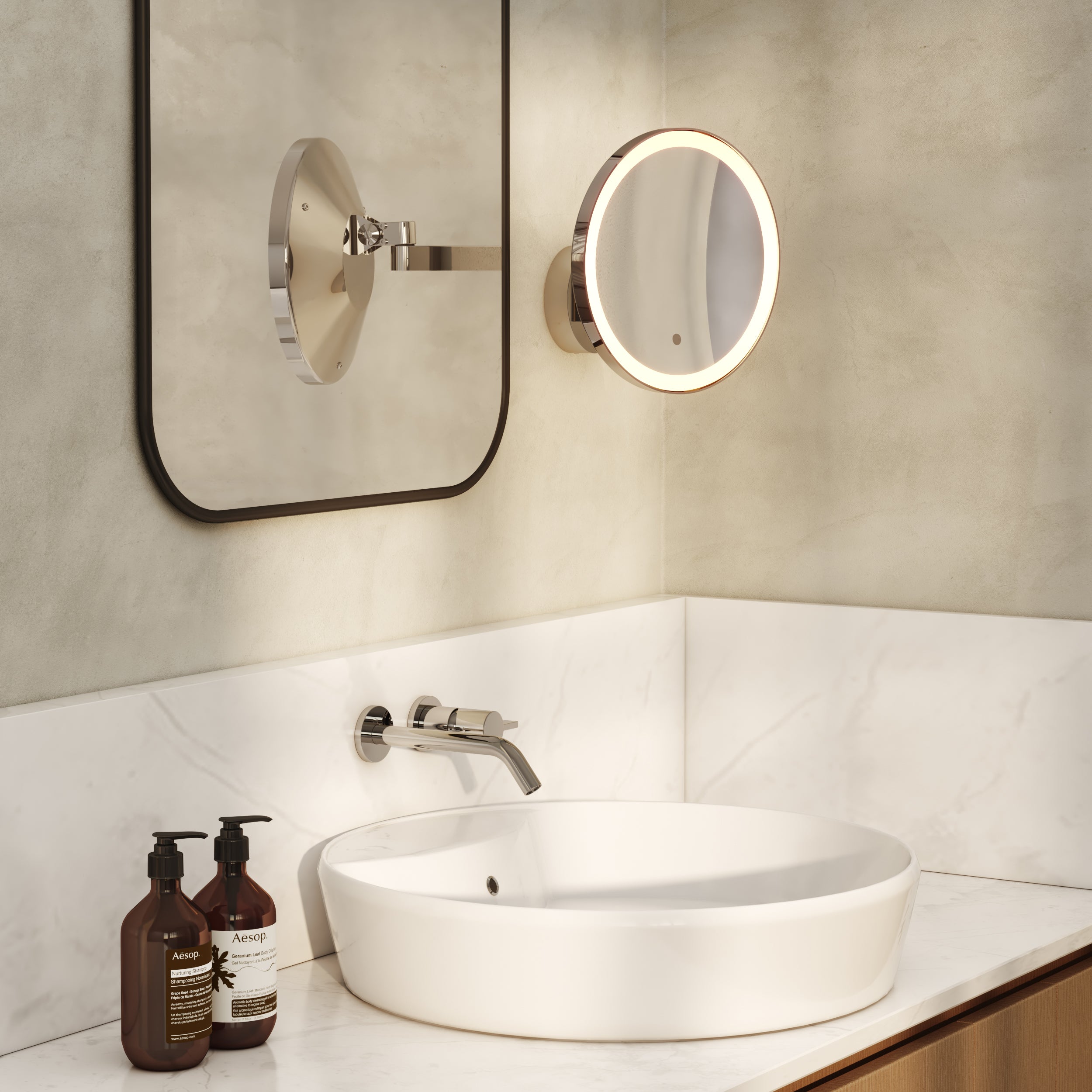 Astro Nagoya Bathroom Magnifying Mirror in Polished Chrome