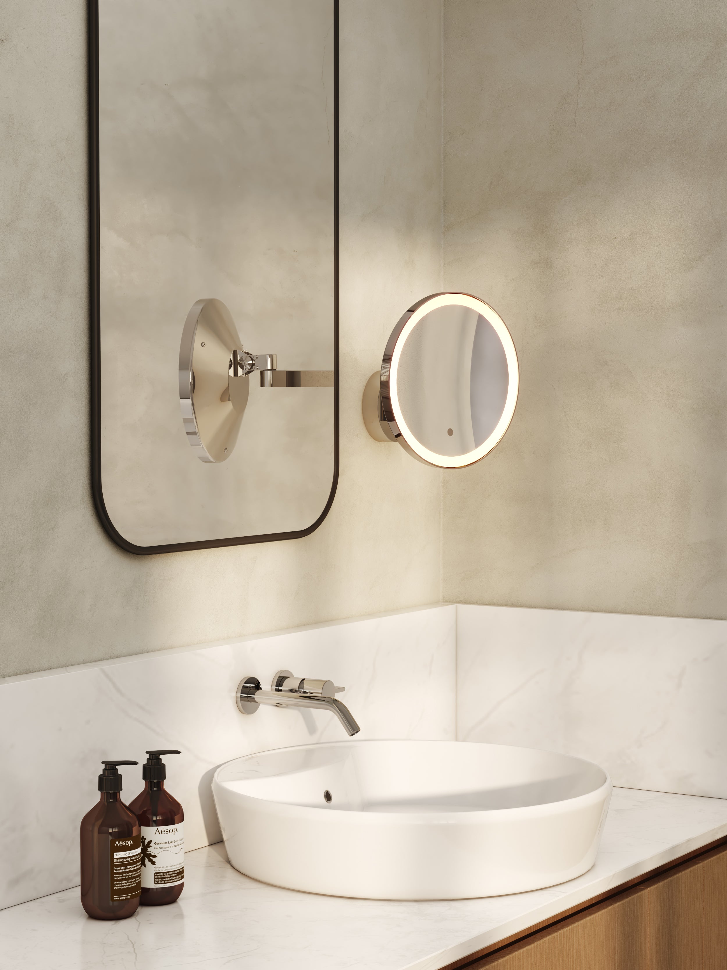Astro Nagoya Bathroom Magnifying Mirror in Polished Chrome