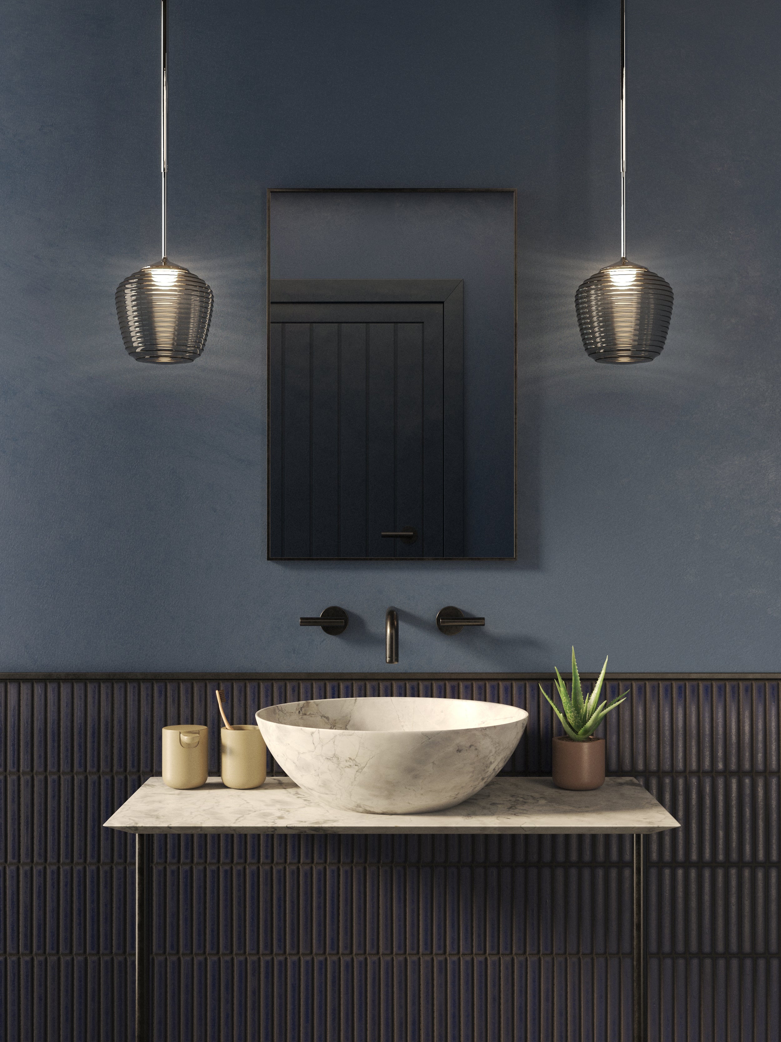 Astro Nara Taper Ribbed Glass Shade in Smoke
