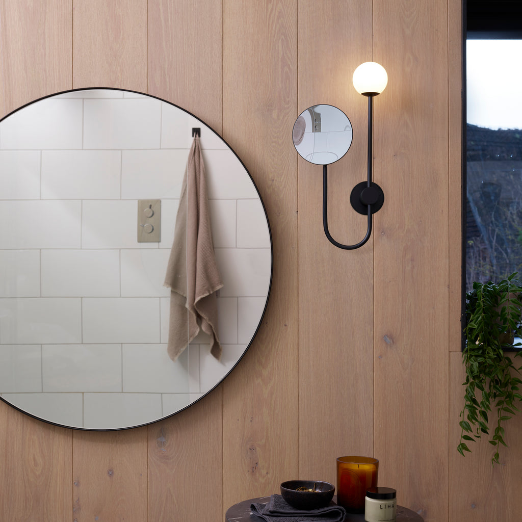 Astro Orb Bathroom Magnifying Mirror in Matt Black