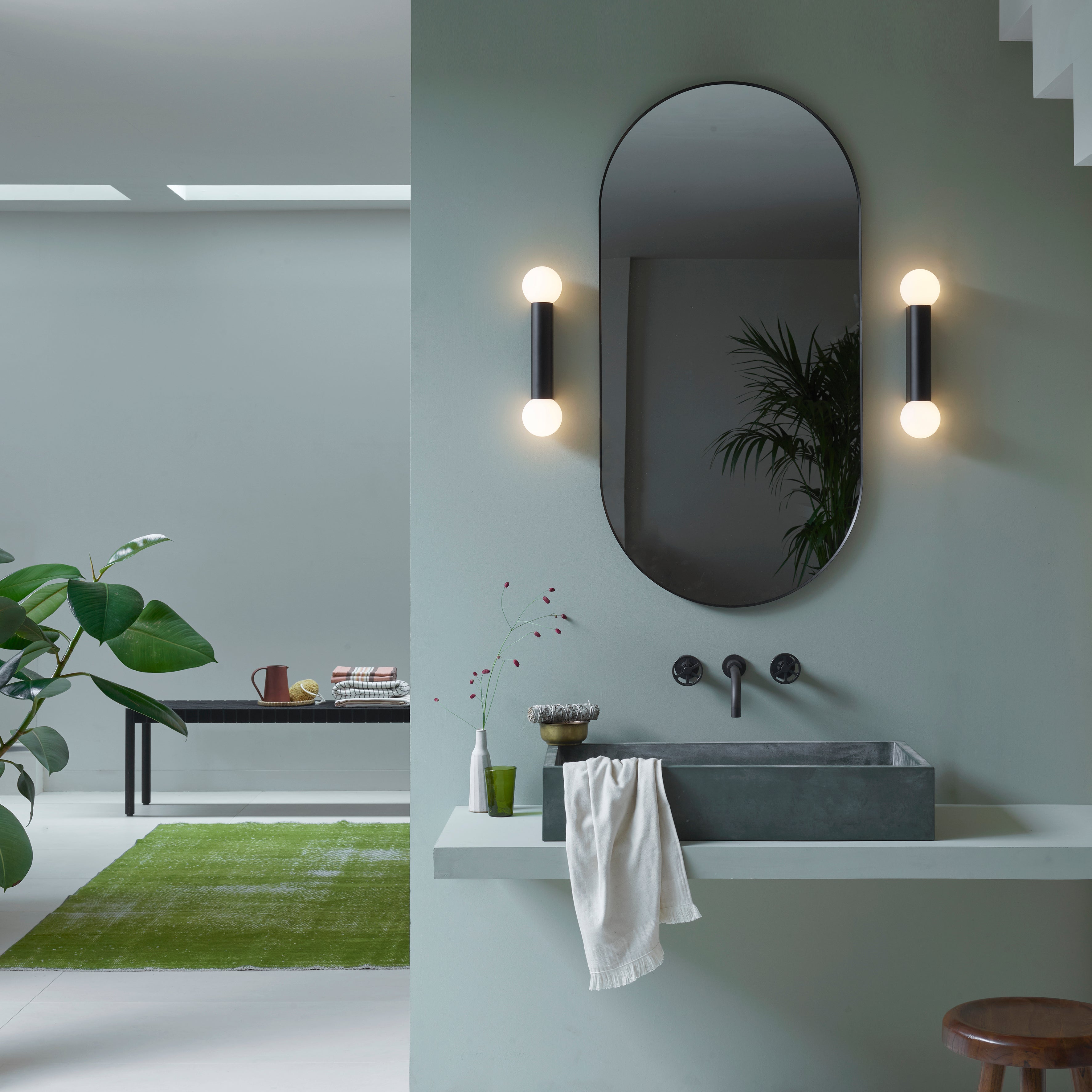 Astro Ortona Twin Bathroom Wall Light in Matt Black